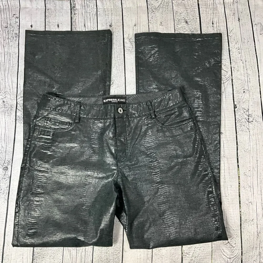 EXPRESS Metallic Reptile Print Bootcut Pants